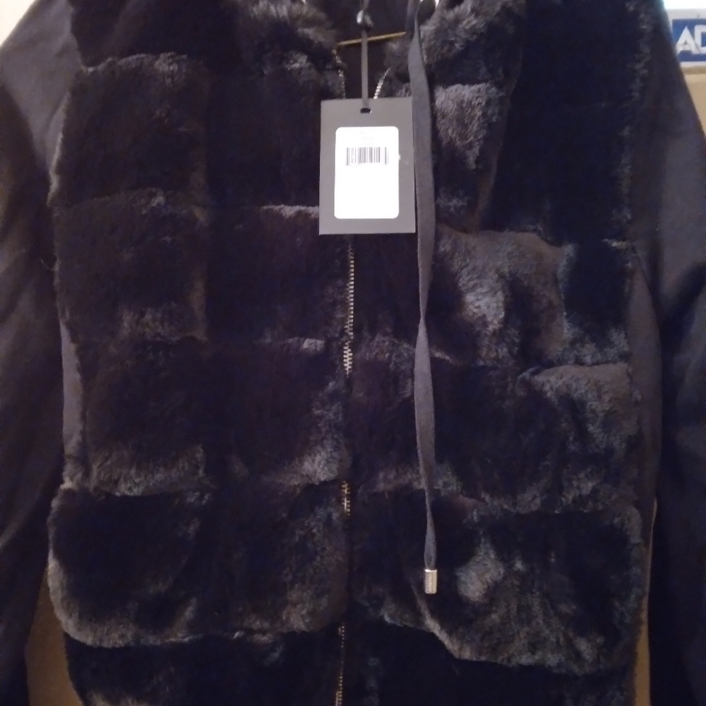 DKNY Faux Fur Jacket XS - Picture 3 of 5